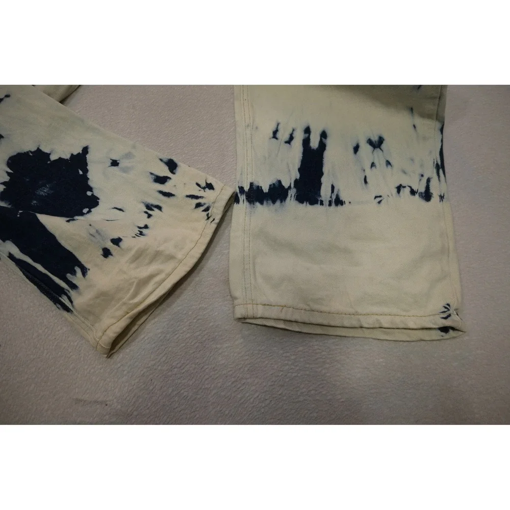 Levis 541 Athletic Taper Jeans Mens 42x32 Cream Indigo Tie Dye Denim Good